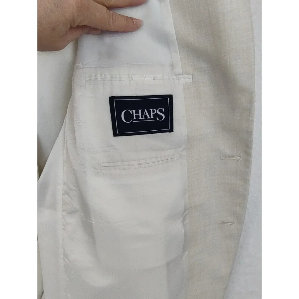 Chaps Blazer Mens 46 Regular‎ Cream Sport Coat Suit Jacket Formal